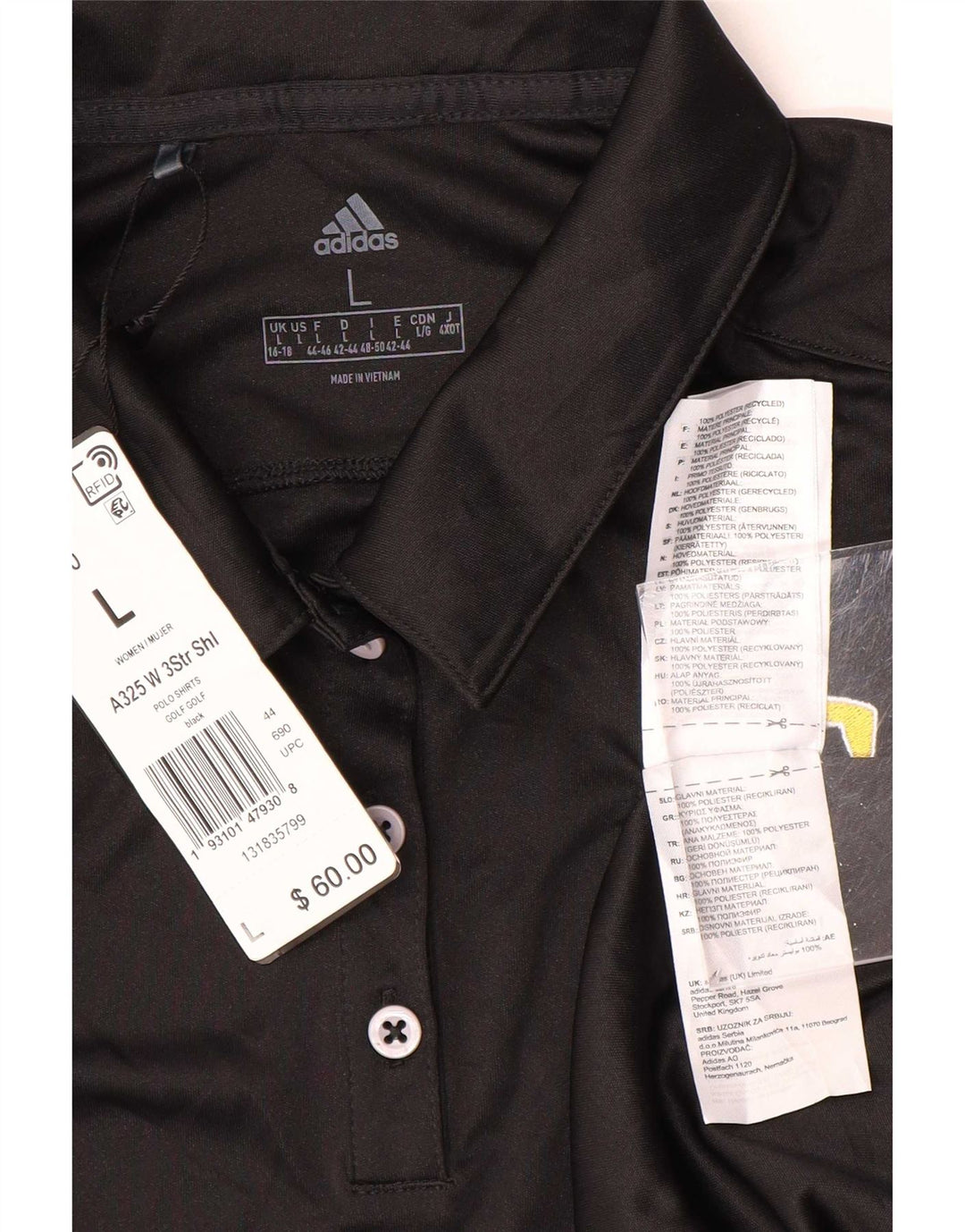 Adidas ženska polo majica UK 16/18 veliki crni poliester