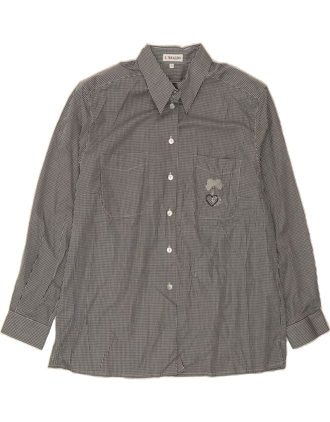 VINTAGE Womens Shirt EU 46 XL Black Gingham Cotton Vintage Vintage and Second-Hand Vintage from Messina Hembry 