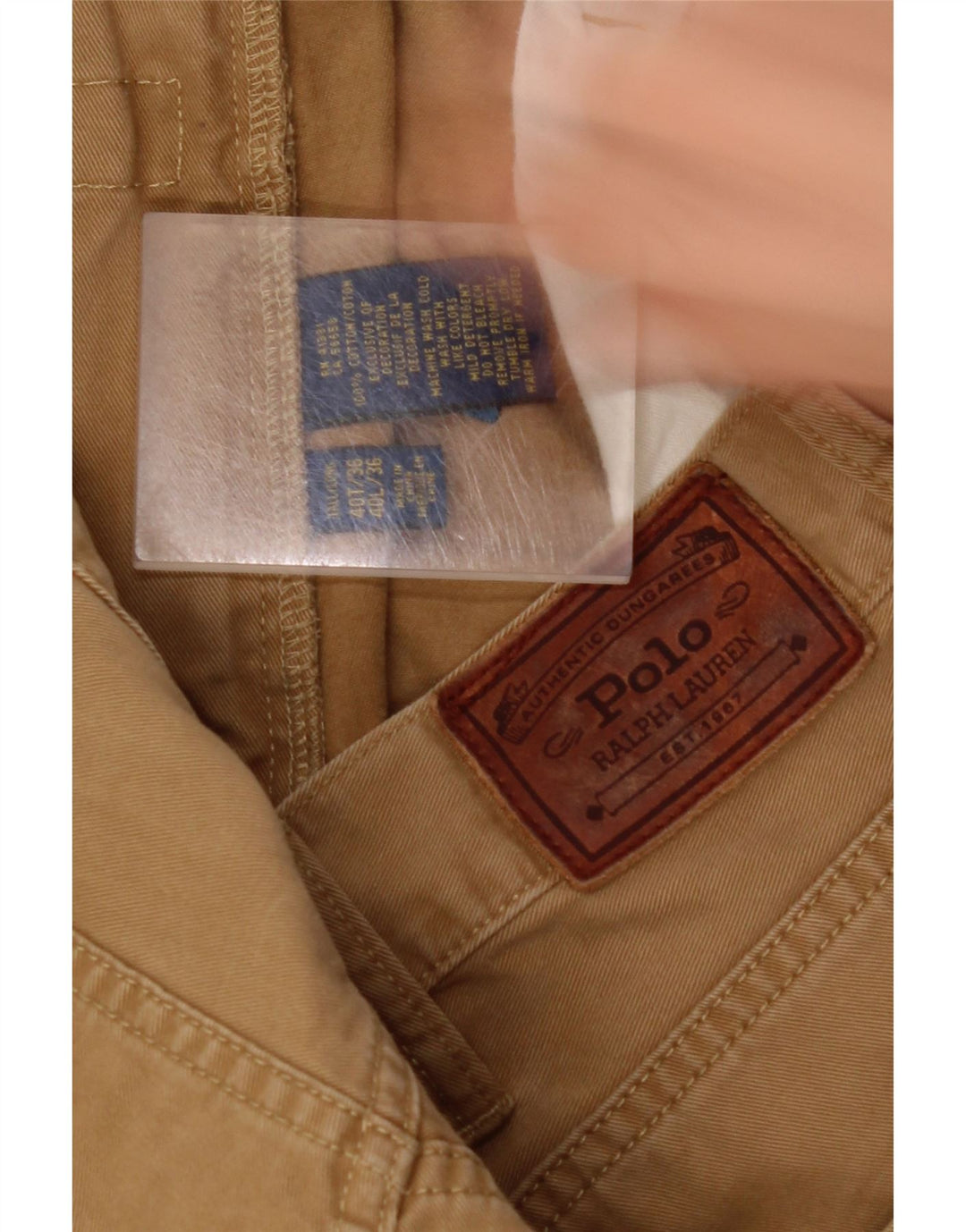 POLO RALPH LAUREN Muške ravne ležerne hlače W40 L36 bež pamuk