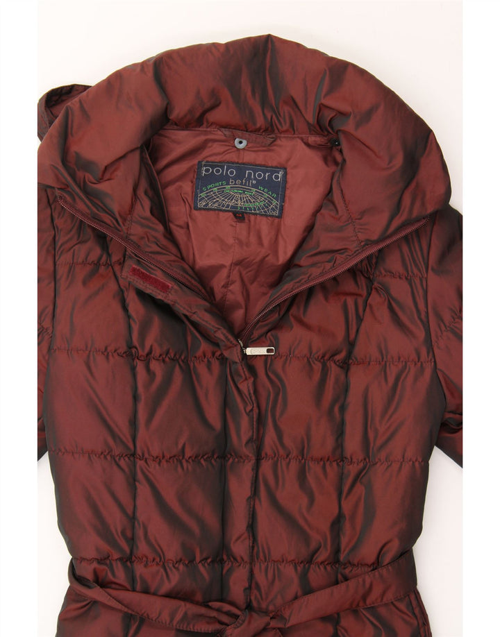 VINTAGE Womens Hooded Padded Jacket IT 44 Medium Maroon Vintage Vintage and Second-Hand Vintage from Messina Hembry 