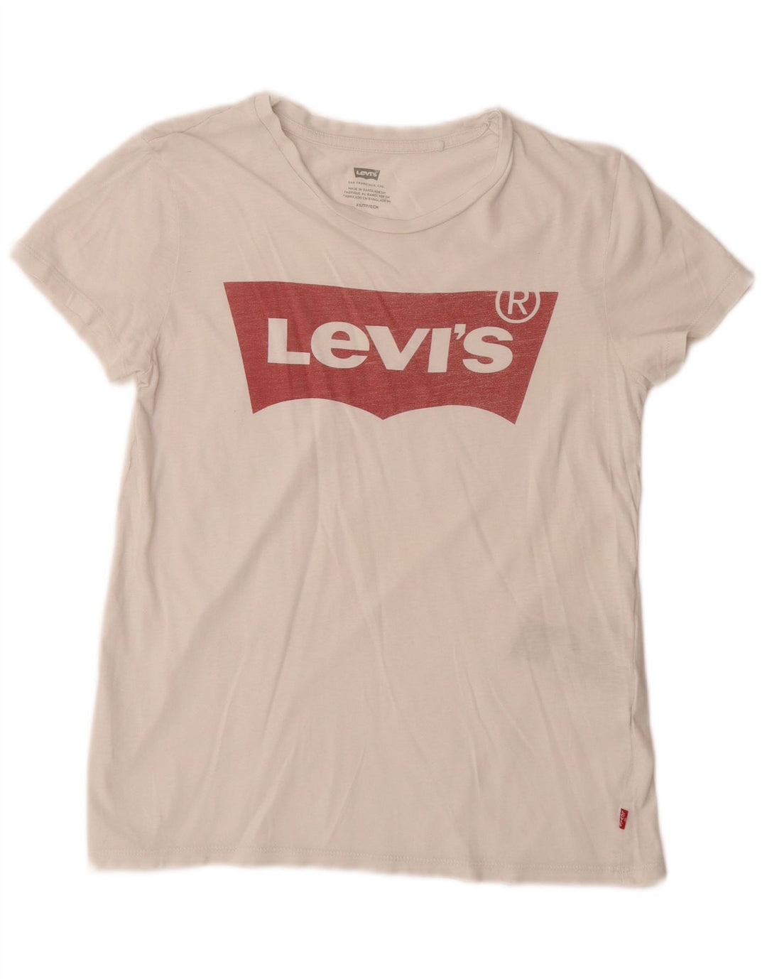 LEVI'S majica kratkih rukava s grafičkim motivima, UK 6 XS, bijeli pamuk