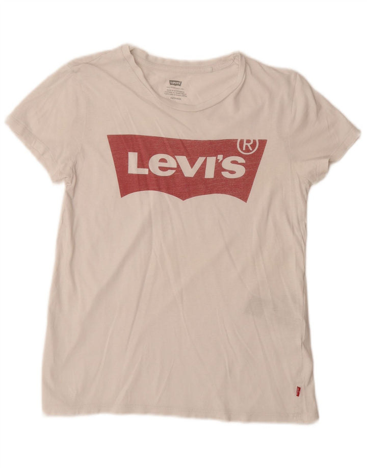 LEVI'S majica kratkih rukava s grafičkim motivima, UK 6 XS, bijeli pamuk