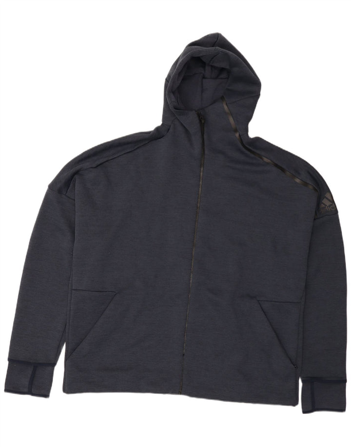 Adidas muški pulover s kapuljačom na patentni zatvarač 2XL tamnoplavi poliester