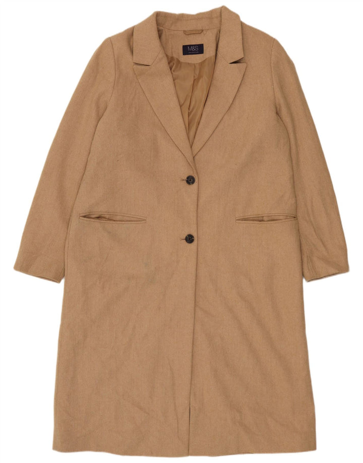 Marks & Spencer ženski kaput UK 16 Large Beige riblja kost vuna