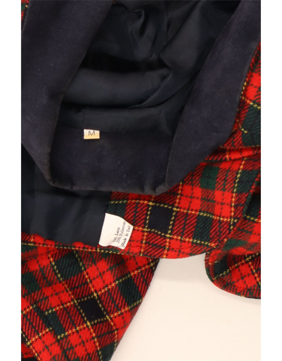 VINTAGE ženski sako sa 2 gumba 3/4 rukava UK 14 Srednje crveni karirani