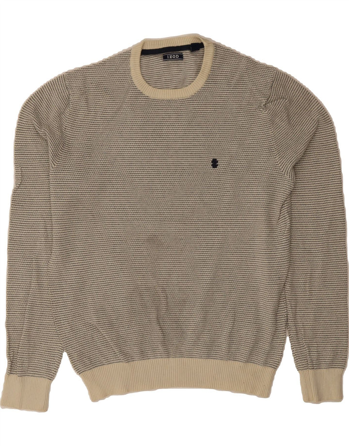 IZOD Mens Crew Neck Jumper Sweater Large Beige Cotton Vintage Izod and Second-Hand Izod from Messina Hembry 