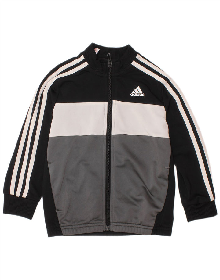 ADIDAS Gornja jakna trenirke za dječake 4-5 godina, crna poliesterska boja