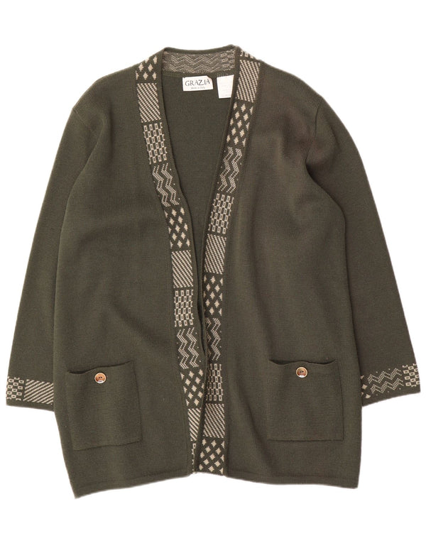 Grazia ženski džemper s dugačkim kopčanjem US 18 2XL kaki vuna