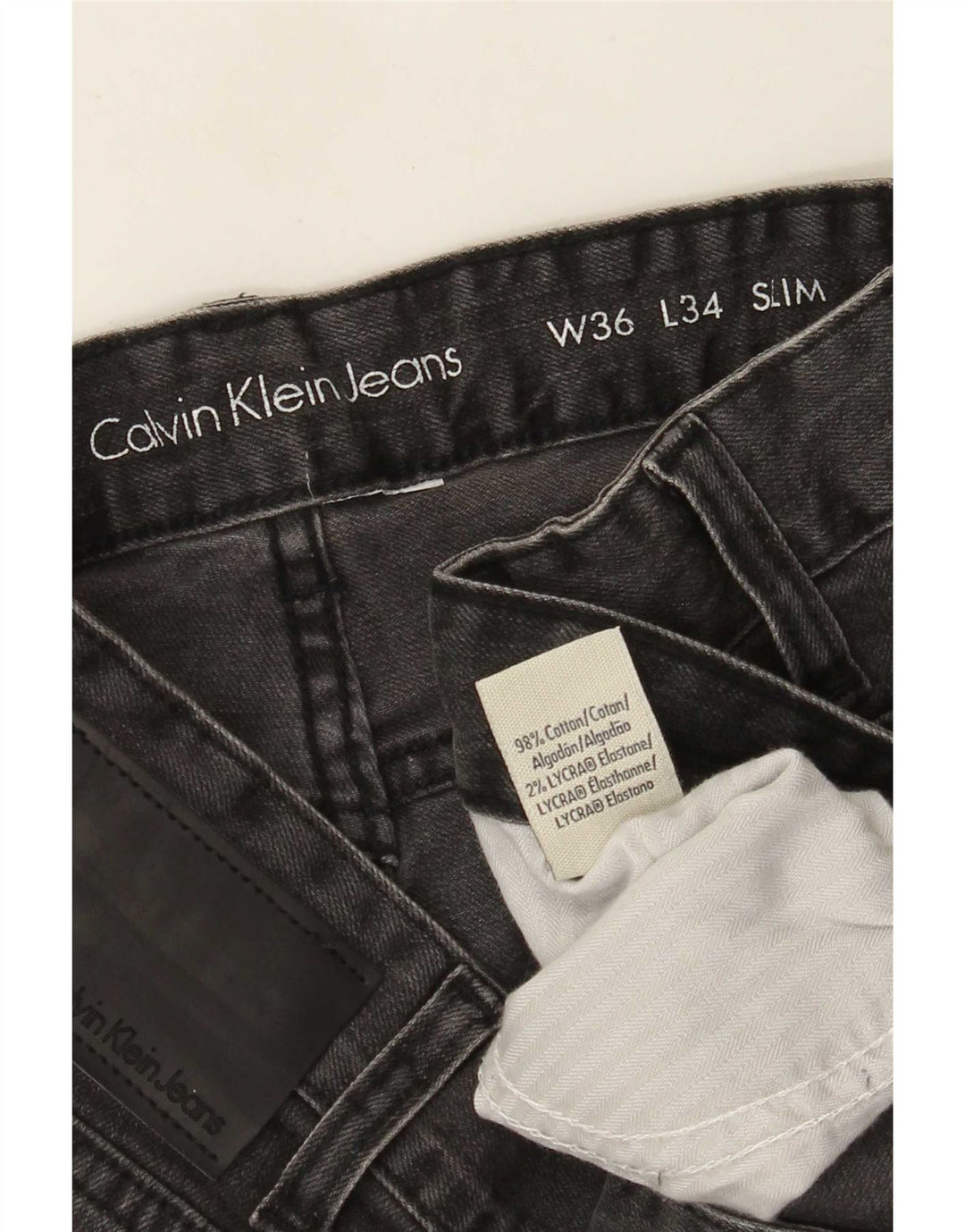 Calvin Klein Muške uske traperice W36 L34 Sivi pamuk