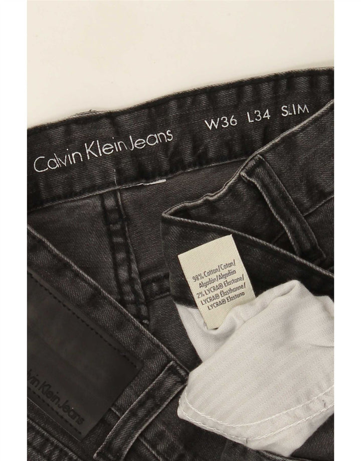 Calvin Klein Muške uske traperice W36 L34 Sivi pamuk