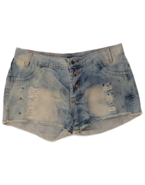 Vintage ženske traper vruće hlačice EU 44 XL W34 Blue Tie Dye Pamuk