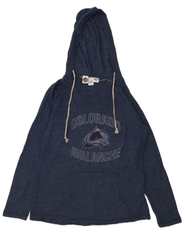 NHL Womens Colorado Avalanche Graphic Hoodie Jumper UK 16 Large Navy Blue