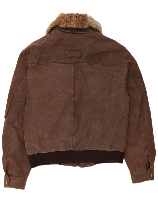 Vintage muška bomber jakna od brušene kože EU 52 XL smeđa koža