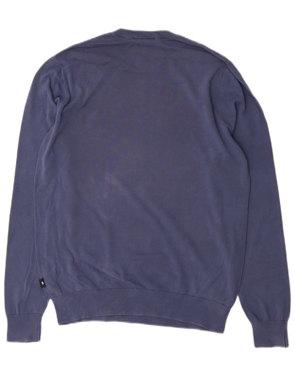 Jaggy muški džemper s okruglim izrezom srednje plavi pamuk