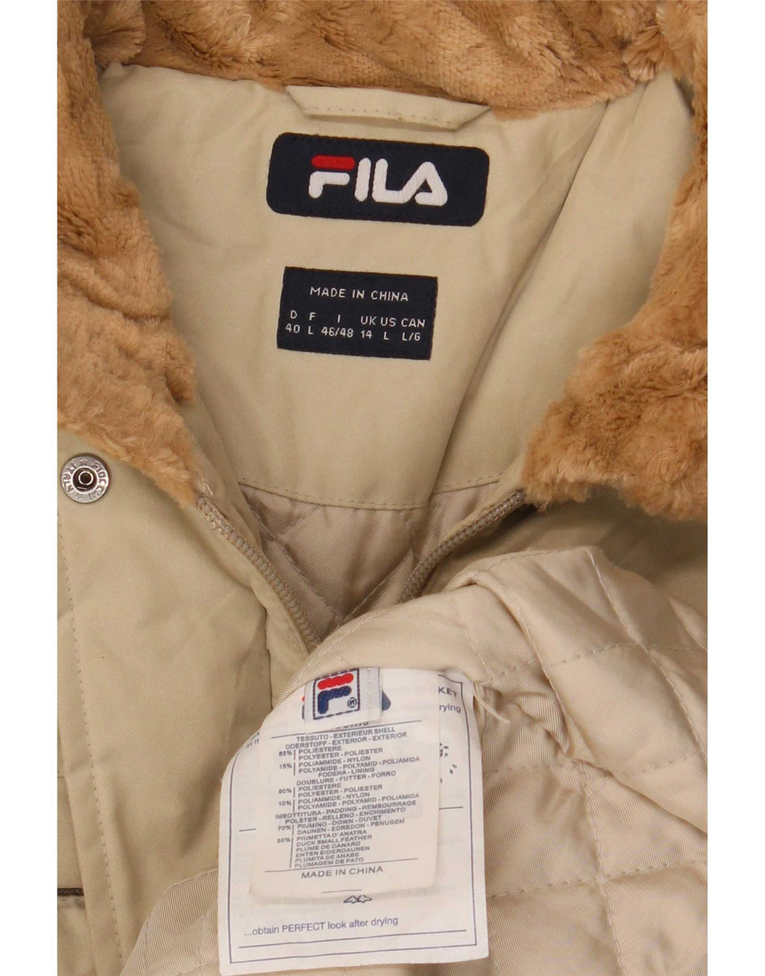 Fila ženski podstavljeni kaput UK 14 veliki bež poliester
