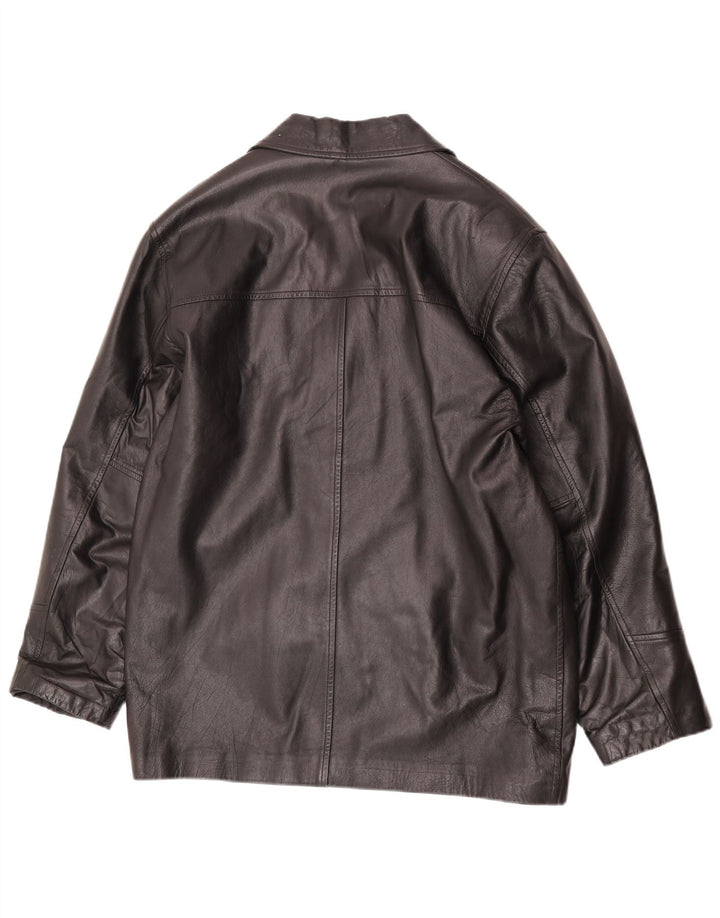 antros Muška kožna jakna sa 3 gumba UK 40 Velika crna kožna