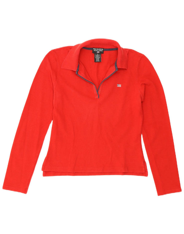 Ralph Lauren ženska polo majica dugih rukava UK 10 Mala crvena pamuk