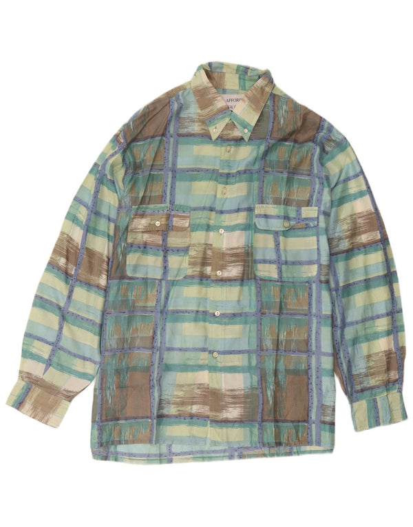 Vintage muška košulja XL zelena karirana svila