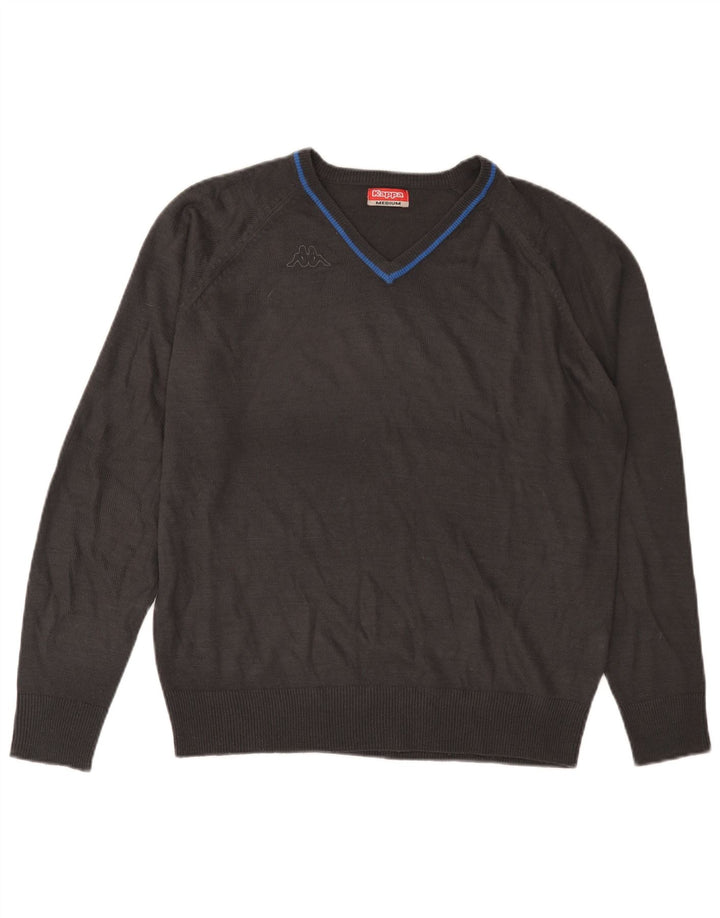 KAPPA muški džemper s V-izrezom srednje sivi akril