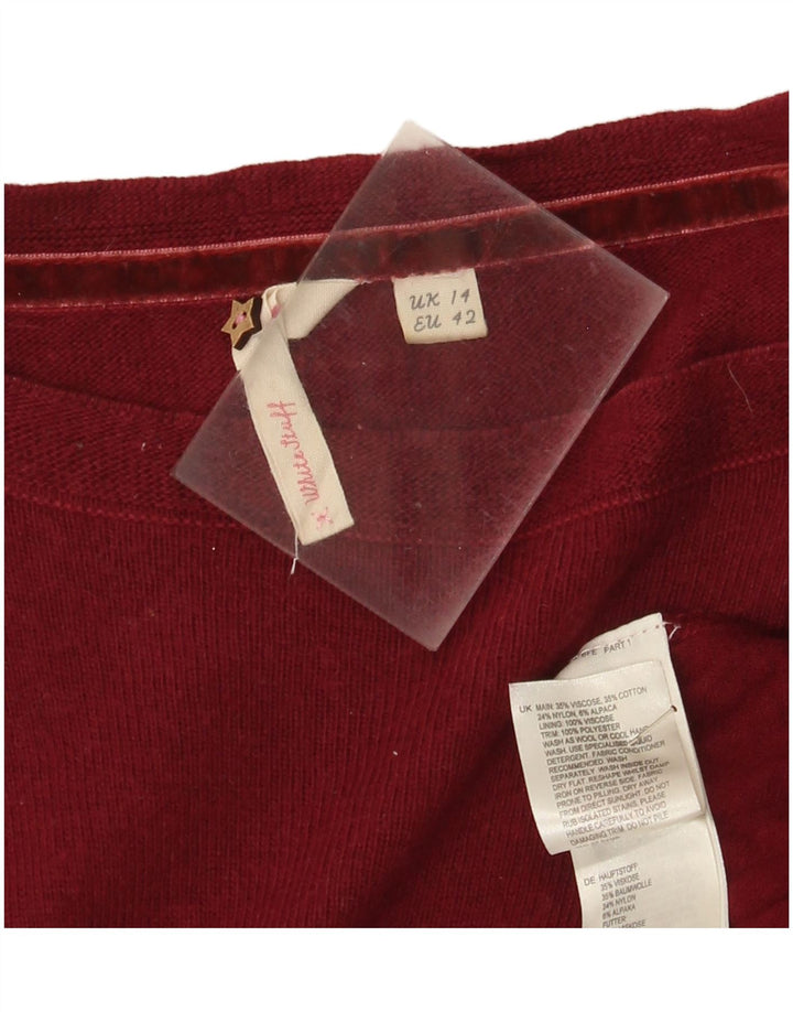 Bijela ženska džemper haljina UK 14 Srednja bordo viskoza