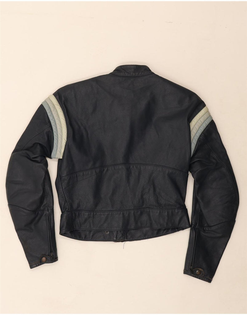 DAINESE Womens Leather Racer Jacket IT 48 XL Navy Blue Colourblock Leather Vintage Dainese and Second-Hand Dainese from Messina Hembry 