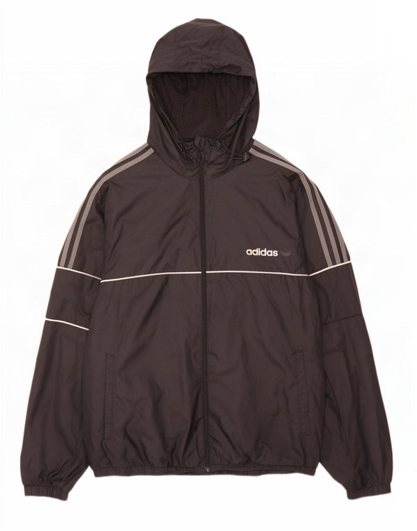 Adidas muška kišna jakna s kapuljačom s grafičkim motivima UK 42 XL crni poliester