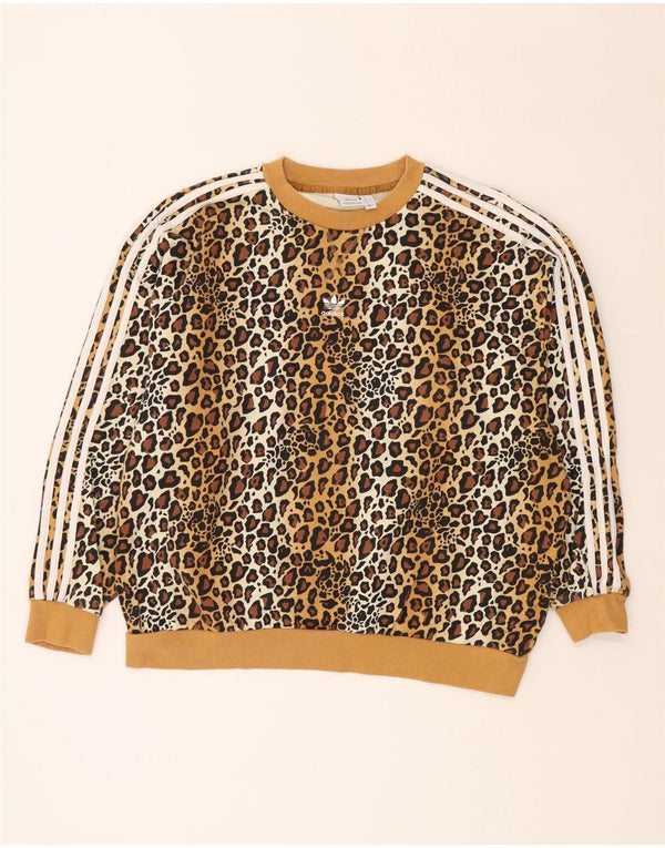 ADIDAS ženska majica prekomjerne veličine UK 8 Mali bež životinjski print