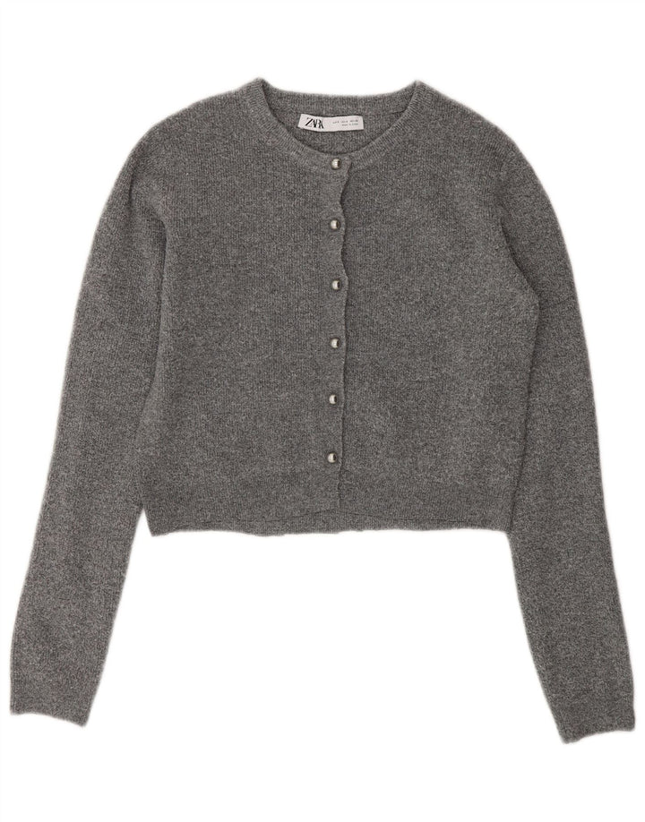 Zara ženski kratki kardigan pulover UK 10 Small Gray