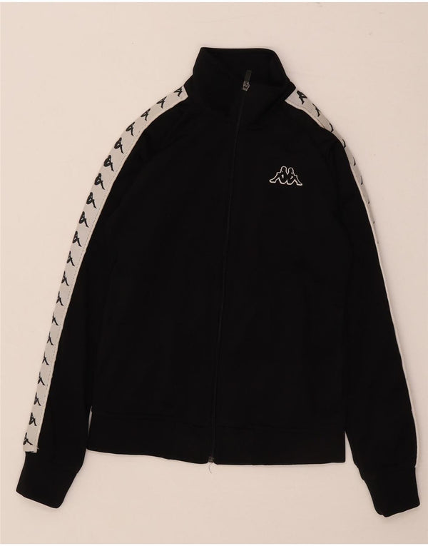 Kappa Womens Graphic Tracksuit Top Jacket UK 10 Small Black Colourblock
