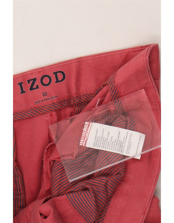 IZOD Muške chino kratke hlače W32 Srednje crveni pamuk