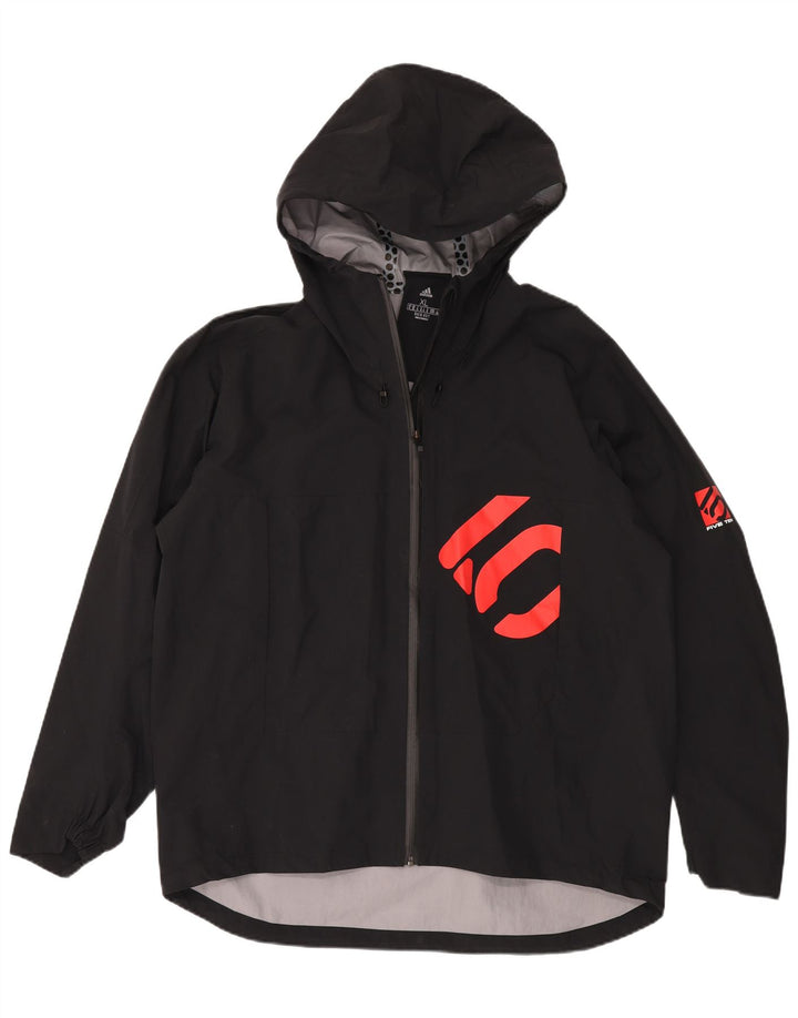 ADIDAS muška kišna jakna s kapuljačom s grafičkim motivima UK 42 XL crni poliamid