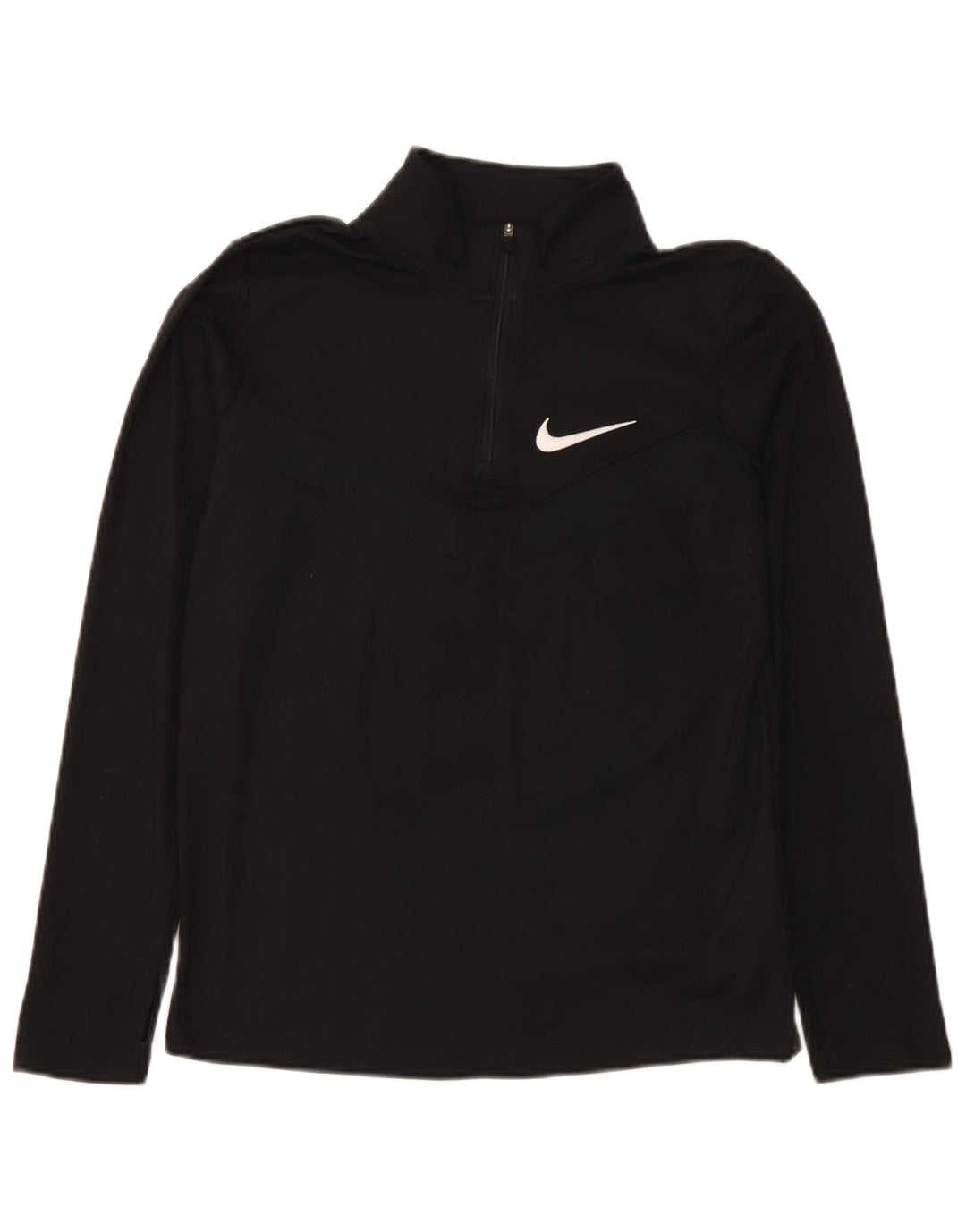 Nike Boys Dri Fit Zip Neck Pulover Top Trenirka 13-14 Years XL Black