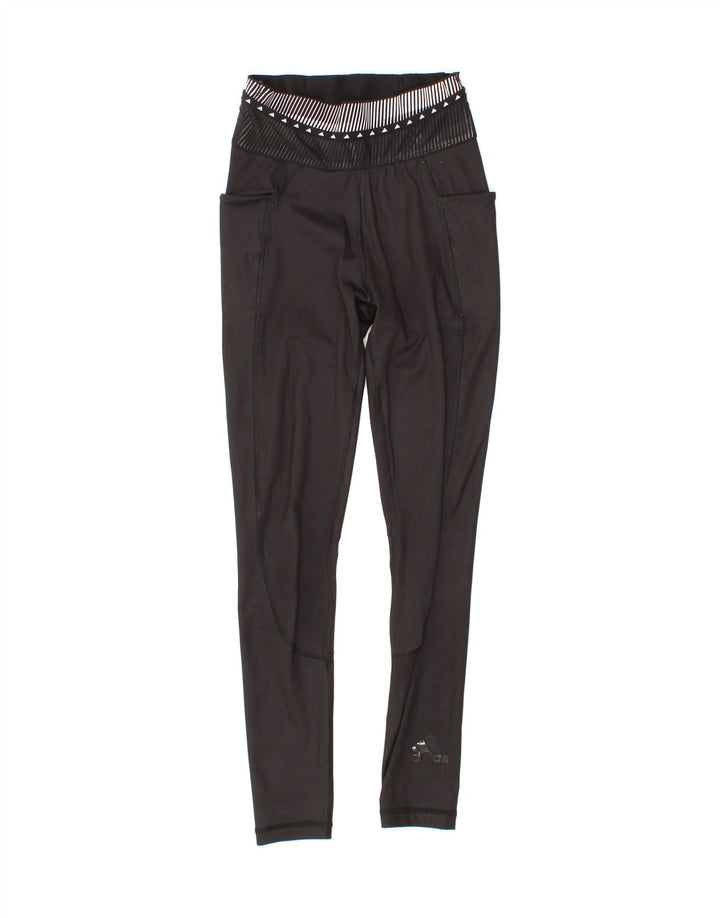 ADIDAS Womens Leggings UK 4/6 XS Black Polyester Vintage Adidas and Second-Hand Adidas from Messina Hembry 