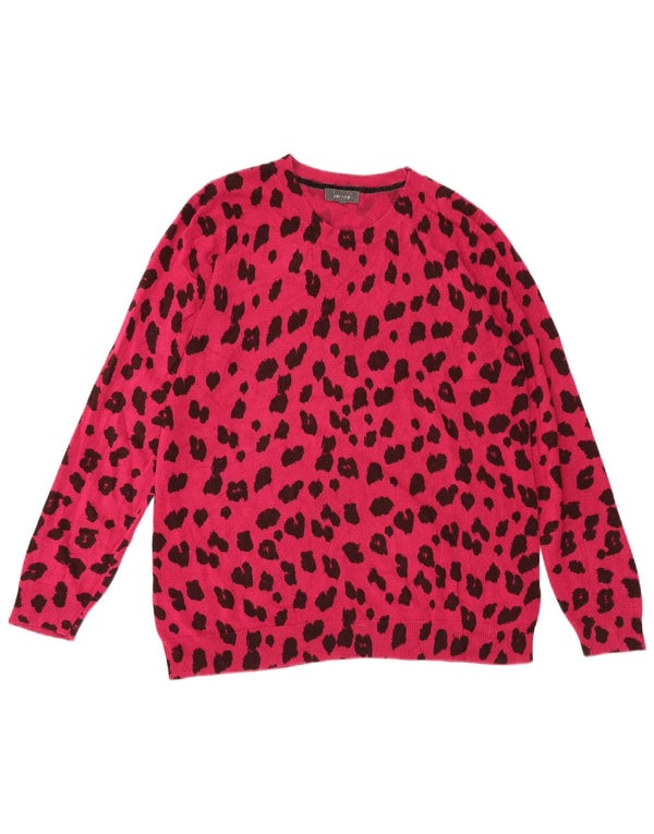 Marks & Spencer ženski džemper s okruglim izrezom UK 22 2XL ružičasti životinjski print