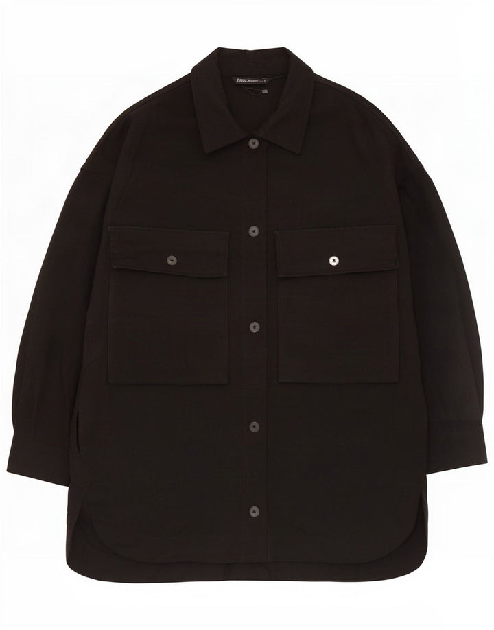 Zara ženski preveliki kaput UK 16 Large Black Polyester
