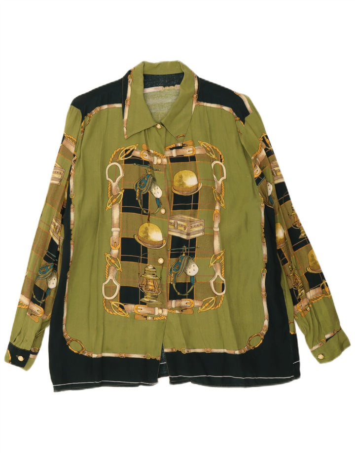 Vintage ženska košulja s apstraktnim uzorkom UK 18 XL zelena