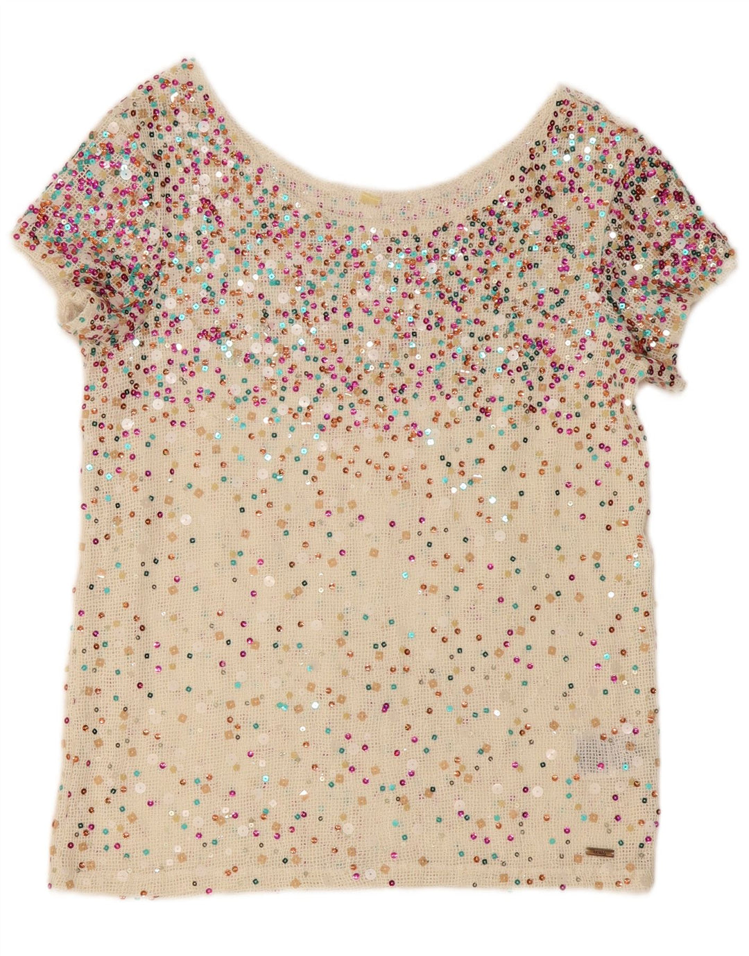 GUESS Ženska heklana bluza sa šljokicama UK 10 Small Off White Poliester