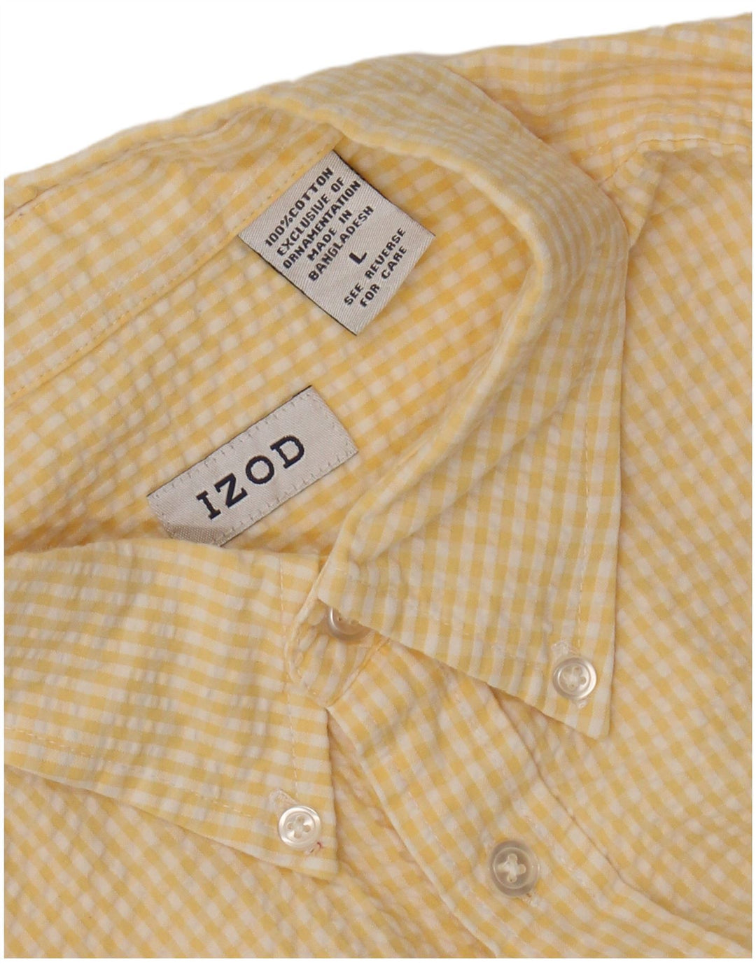 IZOD Muška košulja kratkih rukava Veliki žuti pamuk od ginghama