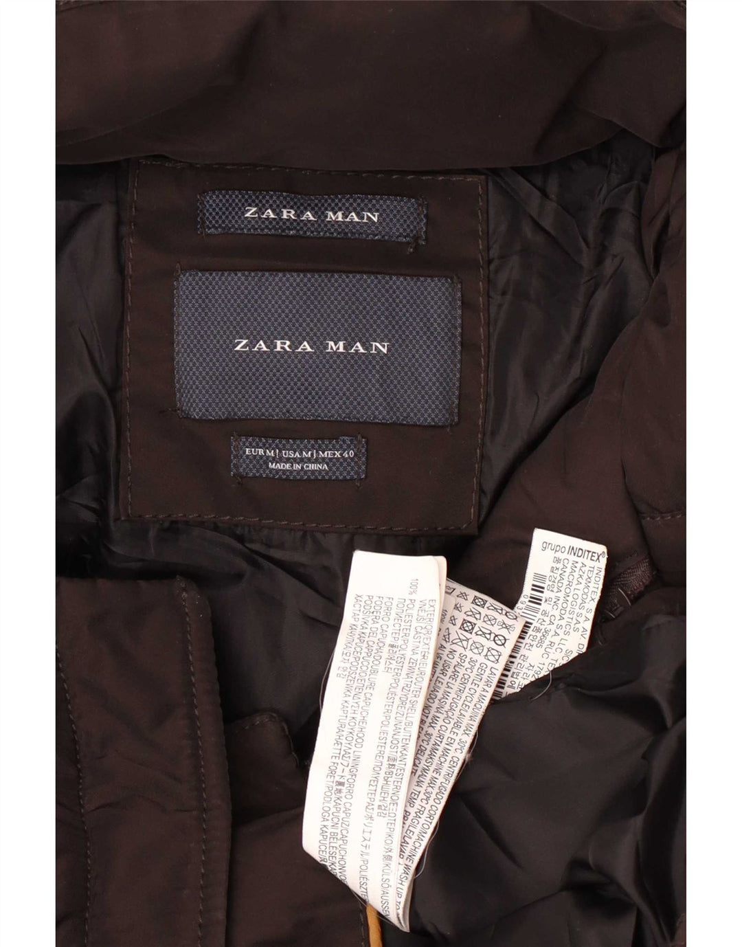 Zara muška podstavljena jakna s kapuljačom UK 38 srednje smeđi poliester