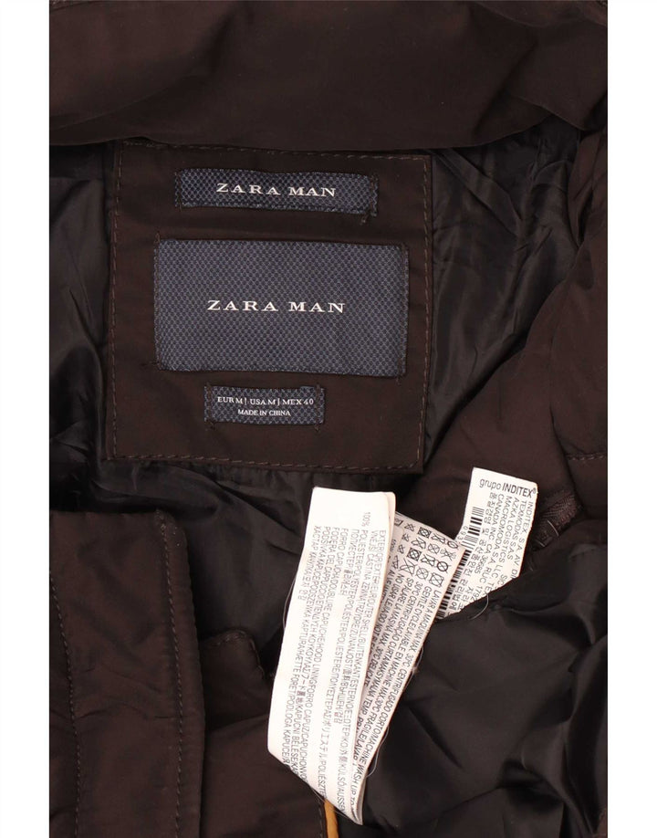 Zara muška podstavljena jakna s kapuljačom UK 38 srednje smeđi poliester