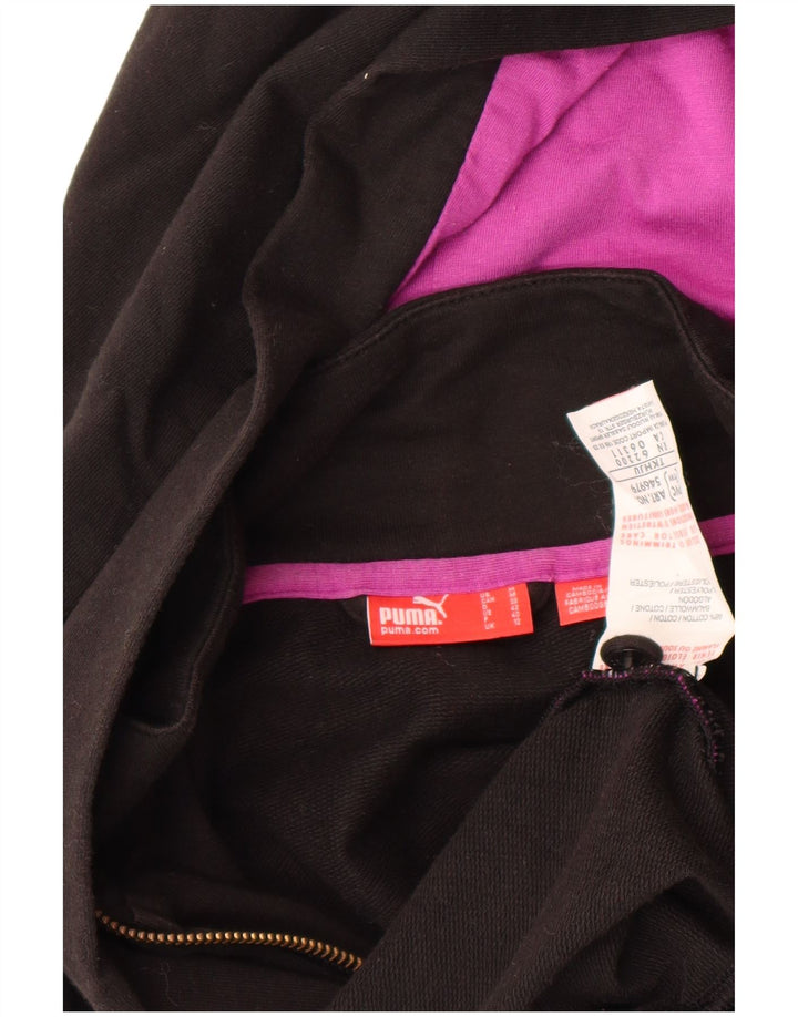 PUMA ženski pulover s kapuljačom na patentni zatvarač UK 12 Srednje crni pamuk