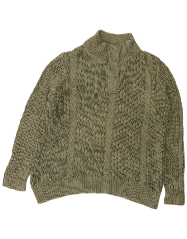 L.L.Bean ženski džemper slobodnog kroja s izrezom i patentnim zatvaračem UK 18 XL kaki pamuk