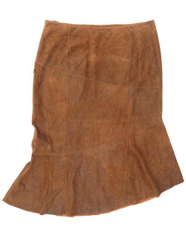 Vintage ženska kožna sirena suknja UK 24 4XL W42 L36 smeđa koža