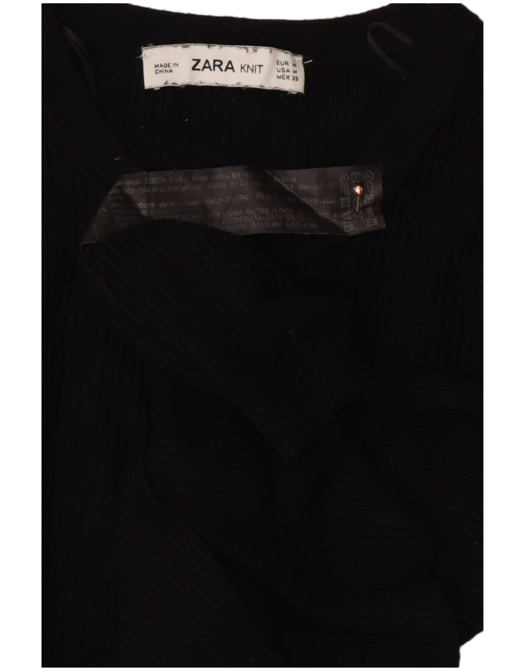 ZARA ženski kratki pulover s dugmadima i ovratnikom UK 12 Srednje crna viskoza