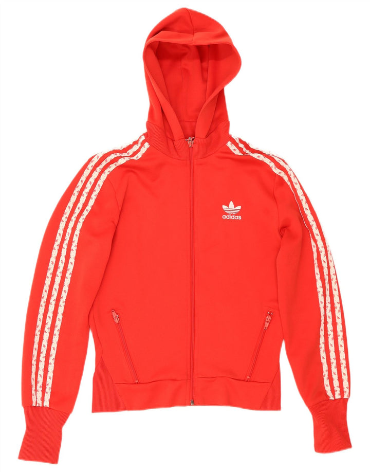 Adidas ženski pulover s kapuljačom s grafičkim patentnim zatvaračem EU 38 mali crveni poliester