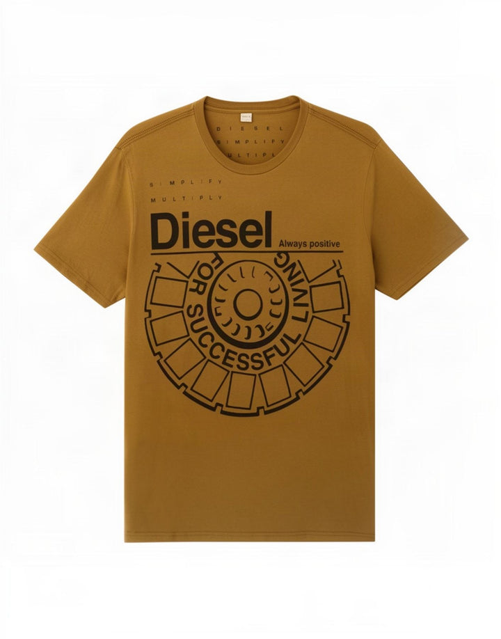 Diesel Muška majica kratkih rukava s grafičkim motivima, veliki smeđi pamuk