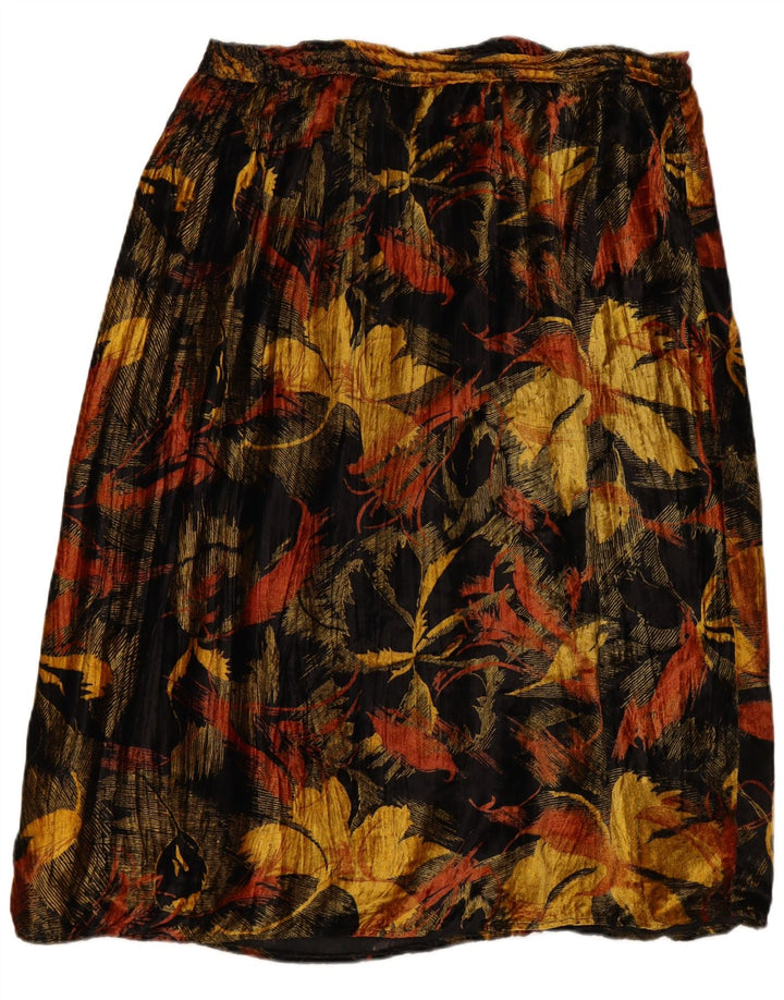 VINTAGE ženska suknja A-kroja od velura W38 XL od crnog cvjetnog rajona