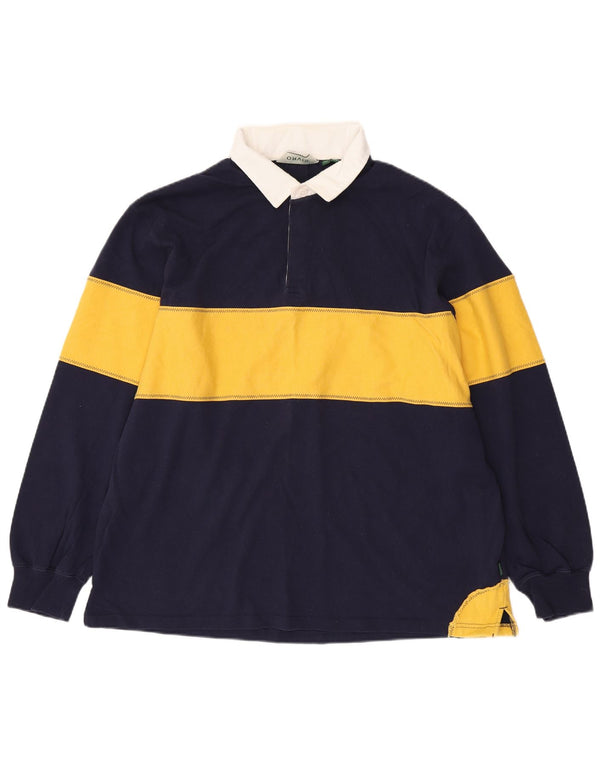 ORVIS muška ragbi polo majica dugih rukava XL tamnoplavi pamuk u blokovima boja