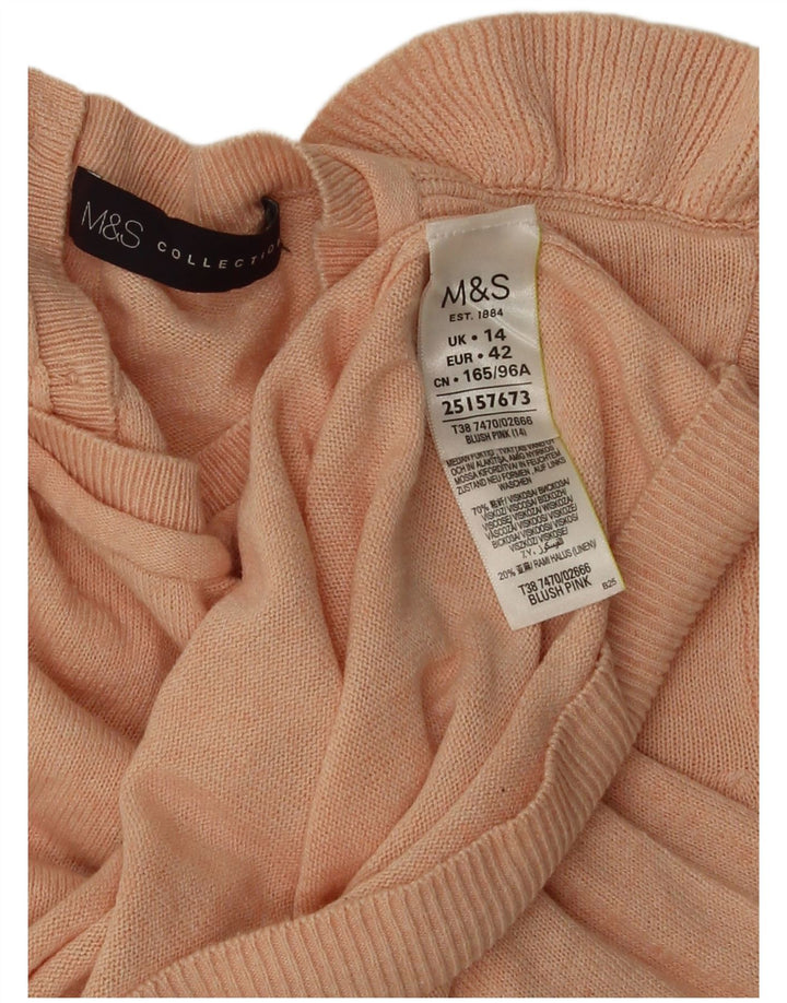 Marks & Spencer ženski džemper s volanima UK 14 srednje ružičasta