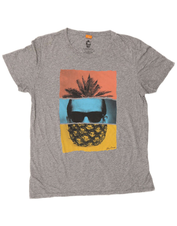 HUGO BOSS Muška majica kratkih rukava s grafičkim motivima 2XL siva s pjegama